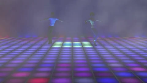 Retro disco dance floor with a couple dancing Stock Footage 155122238