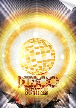 Retro Disco Party Poster Background Template - Vector Illustration Stock Illustration