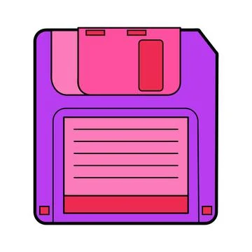 Retro diskette. Floppy-disk icon. Nostalgia for 90s, 2000s.  Vintage techno.. Stock Illustration