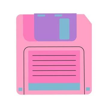 Retro diskette. Floppy-disk icon. Nostalgia for 90s, 2000s. Vintage technol.. Stock Illustration