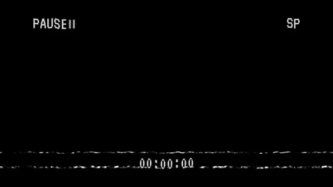 Retro display Pause VHS analog TV on black background Stock Footage 315198637