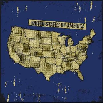 Retro distressed insignia with US map. Stock Illustration