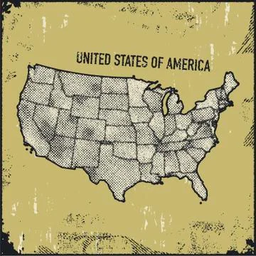 Retro distressed insignia with US map. Stock Illustration