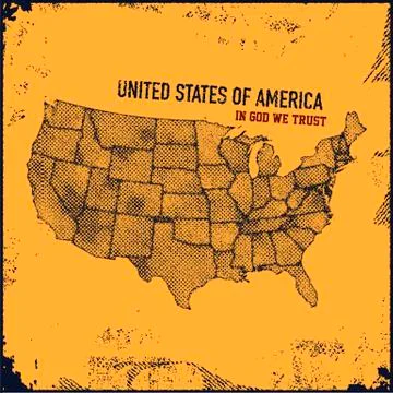 Retro distressed insignia with US map. Stock Illustration
