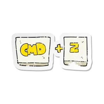 Retro distressed sticker of a cartoon command Z function Stock Illustration