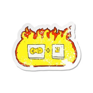 Retro distressed sticker of a cartoon command Z function Stock Illustration