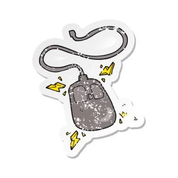 Retro distressed sticker of a cartoon computer mouse Stock Illustration