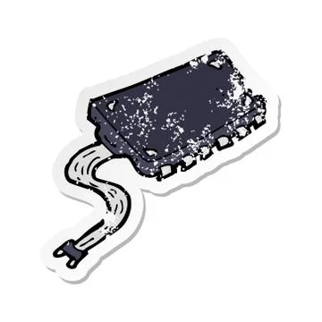 Retro distressed sticker of a cartoon computer chip 스톡 일러스트