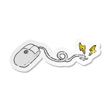 Retro distressed sticker of a cartoon computer mouse Stock Illustration