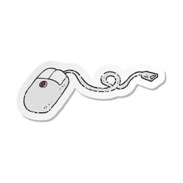 Retro distressed sticker of a cartoon computer mouse Stock Illustration