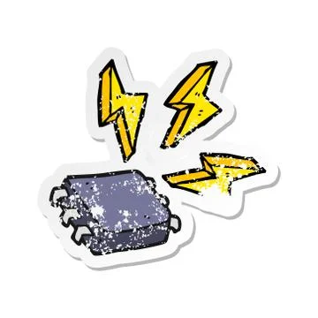 Retro distressed sticker of a cartoon computer chip Stock Illustration