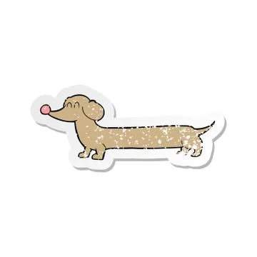 Retro distressed sticker of a cartoon dachshund Stock Illustration