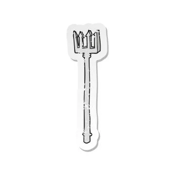 Retro distressed sticker of a cartoon devil fork Stock Illustration