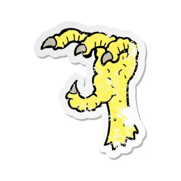 Retro distressed sticker of a cartoon eagle claw Stock Illustration