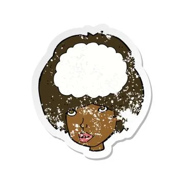 Retro distressed sticker of a cartoon empty headed woman 스톡 일러스트