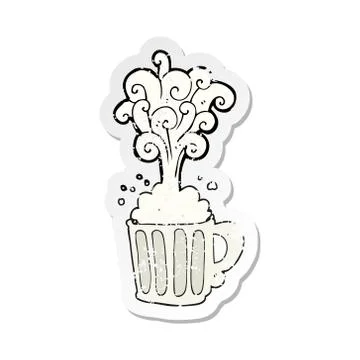 Retro distressed sticker of a cartoon exploding beer Stock Illustration