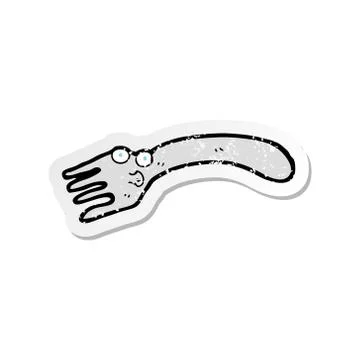 Retro distressed sticker of a cartoon fork Stock Illustration