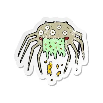 Retro distressed sticker of a cartoon gross halloween spider イラスト素材