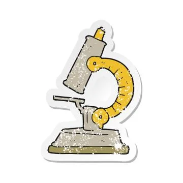 Retro distressed sticker of a cartoon microscope Stock Illustration
