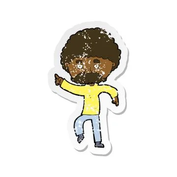 Retro distressed sticker of a cartoon seventies style man disco dancing Stock-Illustration