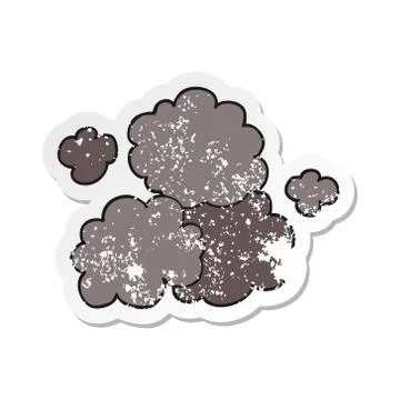 Retro distressed sticker of a cartoon smoke cloud Stock Illustration