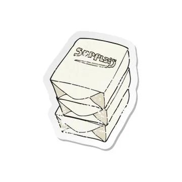 Retro distressed sticker of a cartoon stack of office paper Stock Illustration