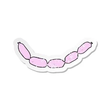 Retro distressed sticker of a cartoon string of sausages Stock Illustration