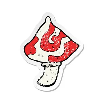 Retro distressed sticker of a cartoon toadstool Stockillustratie
