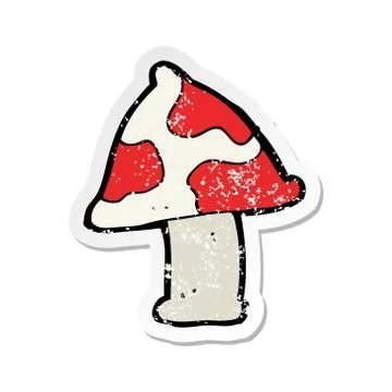 Retro distressed sticker of a cartoon toadstool イラスト素材