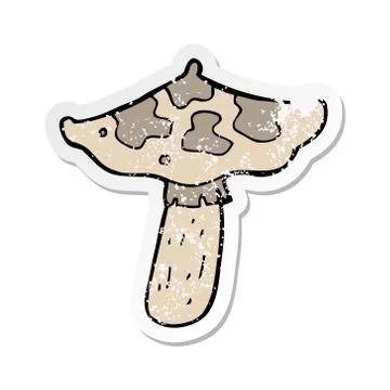 Retro distressed sticker of a cartoon toadstool Stockillustratie