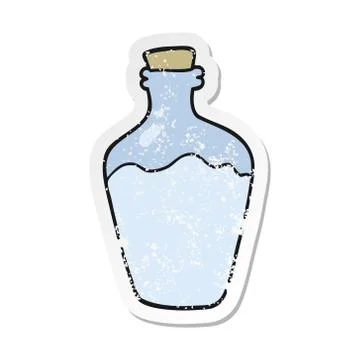 Retro distressed sticker of a cartoon water bottle Stock Illustration