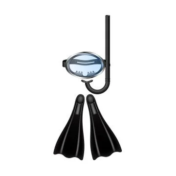 Retro diving goggles with flippers Stock Illustration