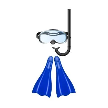 Retro diving goggles with flippers Stock Illustration