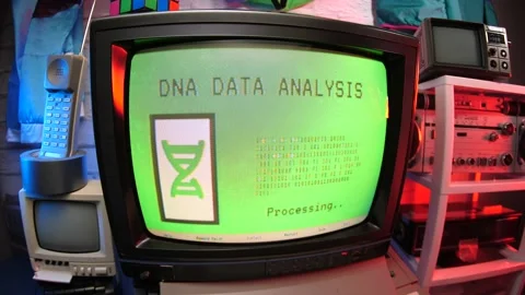 Retro DNA Data Analysis on Vintage Computer Screen 80s 90s Stock Footage 149382218
