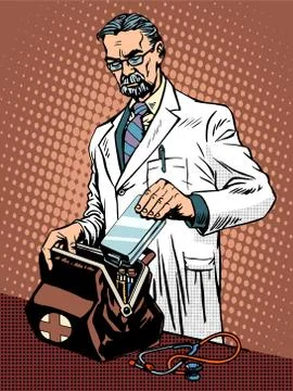 Retro doctor ambulance Stock Illustration