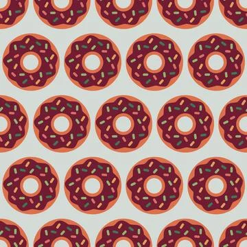 Retro Donut Seamless Pattern, Chocolate Glazed Doughnut Vector Repeating Ba.. Stockillustratie