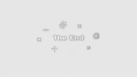 Retro dot-matrix “The End” text appears, surrounded by sparkling stars Stock Footage 343877154