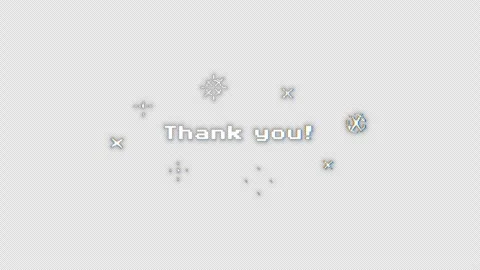 Retro dot-matrix “Thank you!” text appears, surrounded by twinkling stars. Stock Footage 343877146