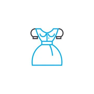 Retro dress vector thin line stroke icon. Retro dress outline illustration Stock Illustration