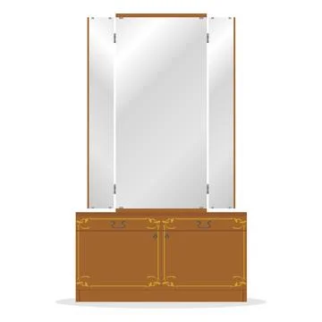 Retro dressing table, old dressing table, mirror Stock Illustration