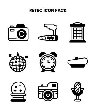Retro DuoTone Set Icons Pack イラスト素材