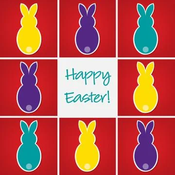 Retro Easter bunny card in vector format. 스톡 일러스트