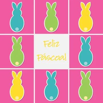 Retro Easter bunny card in vector format. Words translate to "Happy Easter". Stockillustratie