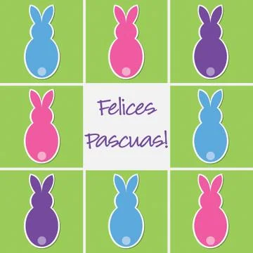 Retro Easter bunny card in vector format. Words translate to "Happy Easter". Stockillustratie