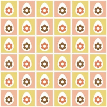 Retro easter egg with daisy flower vector texture background. Mosaic decorated イラスト素材