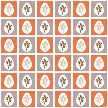 Retro easter egg with leaf vector texture background. Mosaic decorated vintage Illustrazione stock