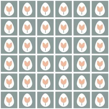 Retro easter egg with tulip flower vector texture background. Mosaic decorated Stock Illustration