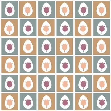 Retro easter egg tulip flower vector texture background. Mosaic decorated Illustrazione stock