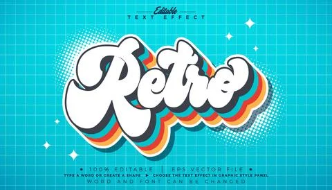 Retro Editable Text Effect Graphic Style with Colorful Vintage 3d Typograph.. Stock Illustration