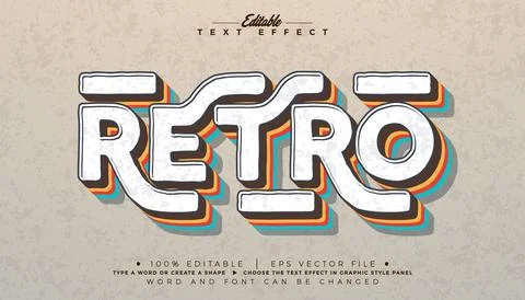 Retro Editable Text Effect Graphic Style with Colorful 3d Typography Letter.. Stock Illustration